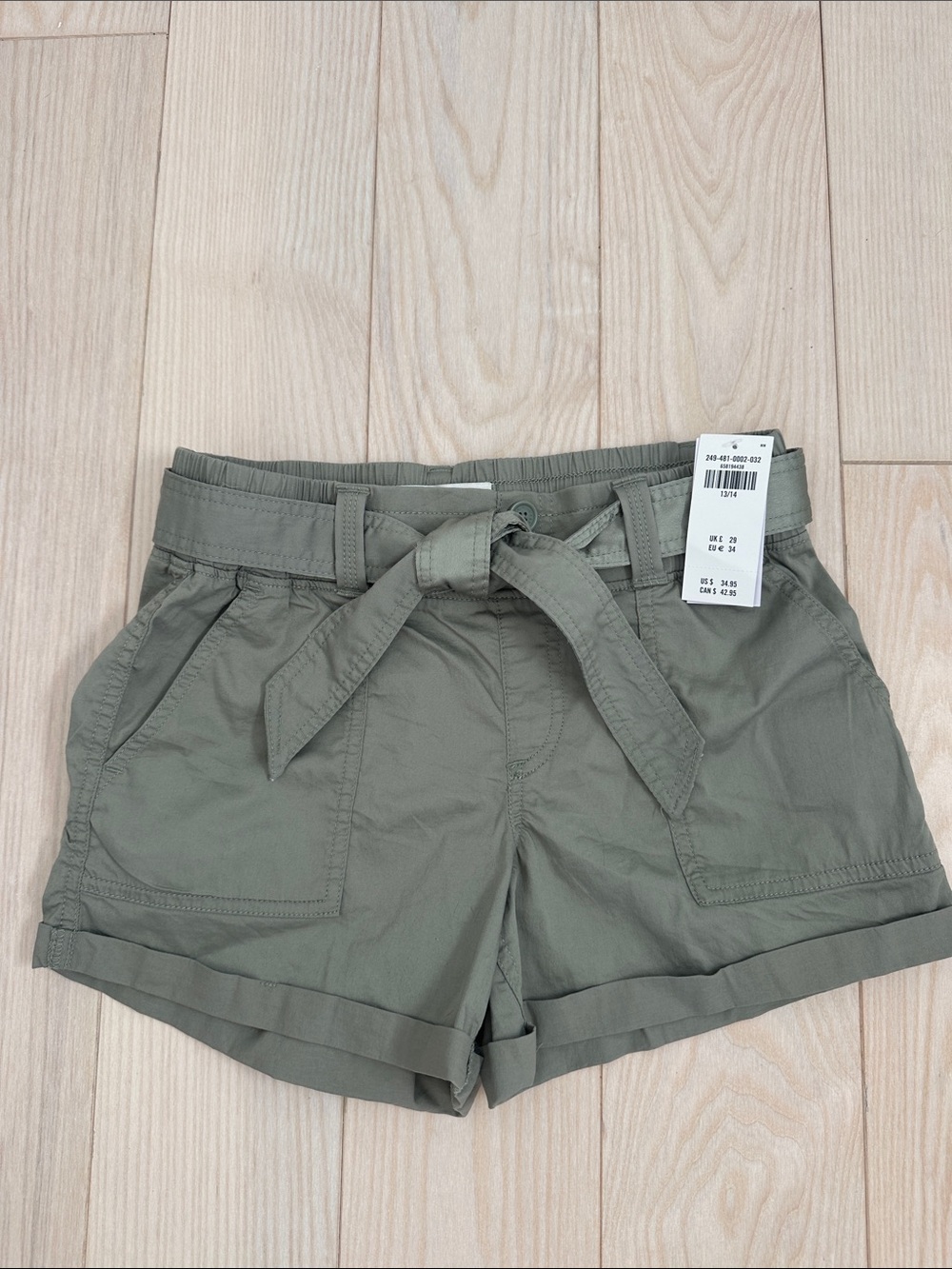 abercrombie kids Olive Green Tie-Belt Utility Shorts